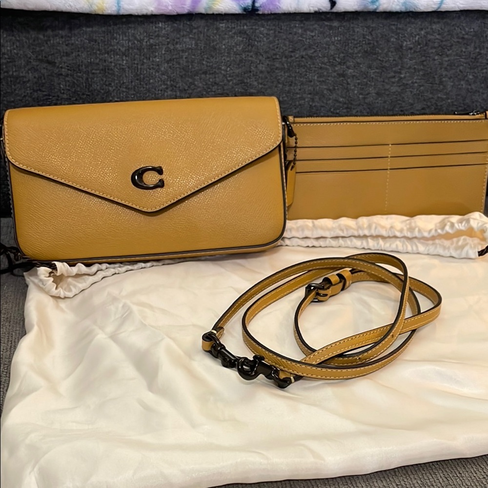 Coach Wyn Leather Crossbody Bag with card wallet.